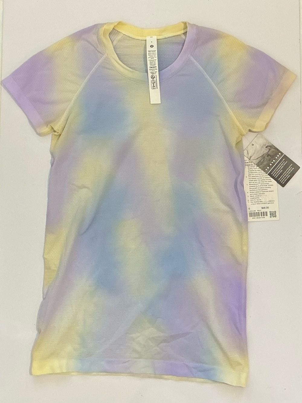 Lululemon Swiftly Tech Short-Sleeve 2.0 Wash Shirt Pastel Tie-Dye Size 6 NWT